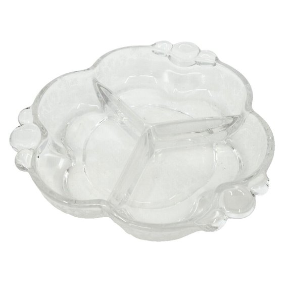 VINTAGE Duncan Miller ETCHED GLASS 3 COMPARTMENT RELISH or CANDY DISH - Picture 2 of 5